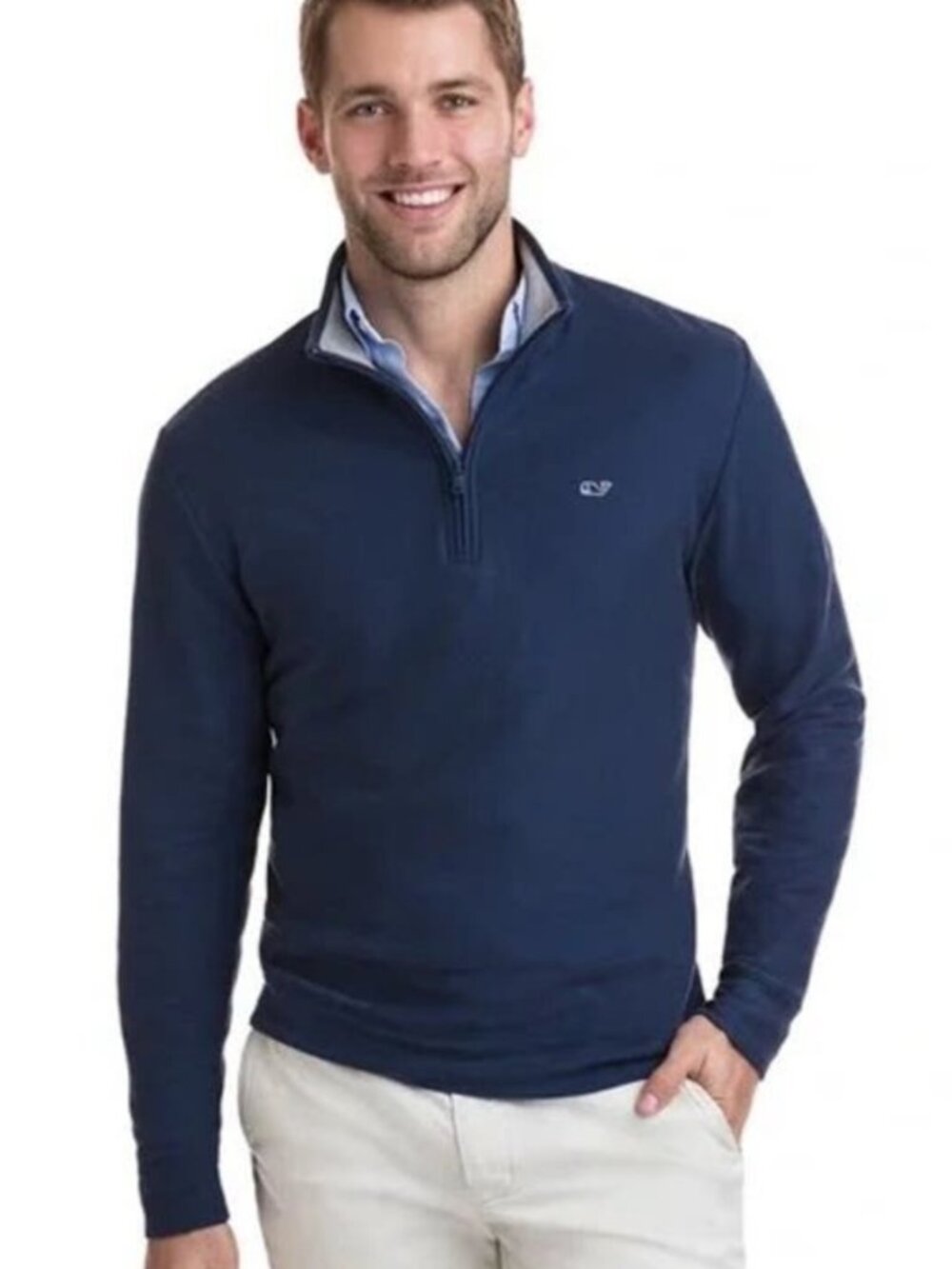 VINEYARD VINES | Men's | Saltwater Quarter-Zip Pima Cotton Sweater | Size XXL